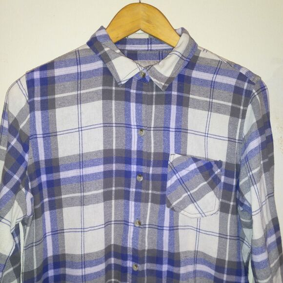 Northeast Outfitters Lavender Plaid Flannel Button Up Shirt-Medium-Pocket-Fall - Picture 2 of 8